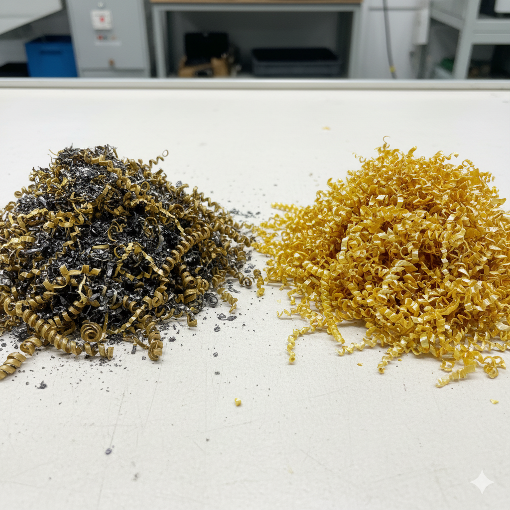 Porównanie czystych i zanieczyszczonych wiórów. 